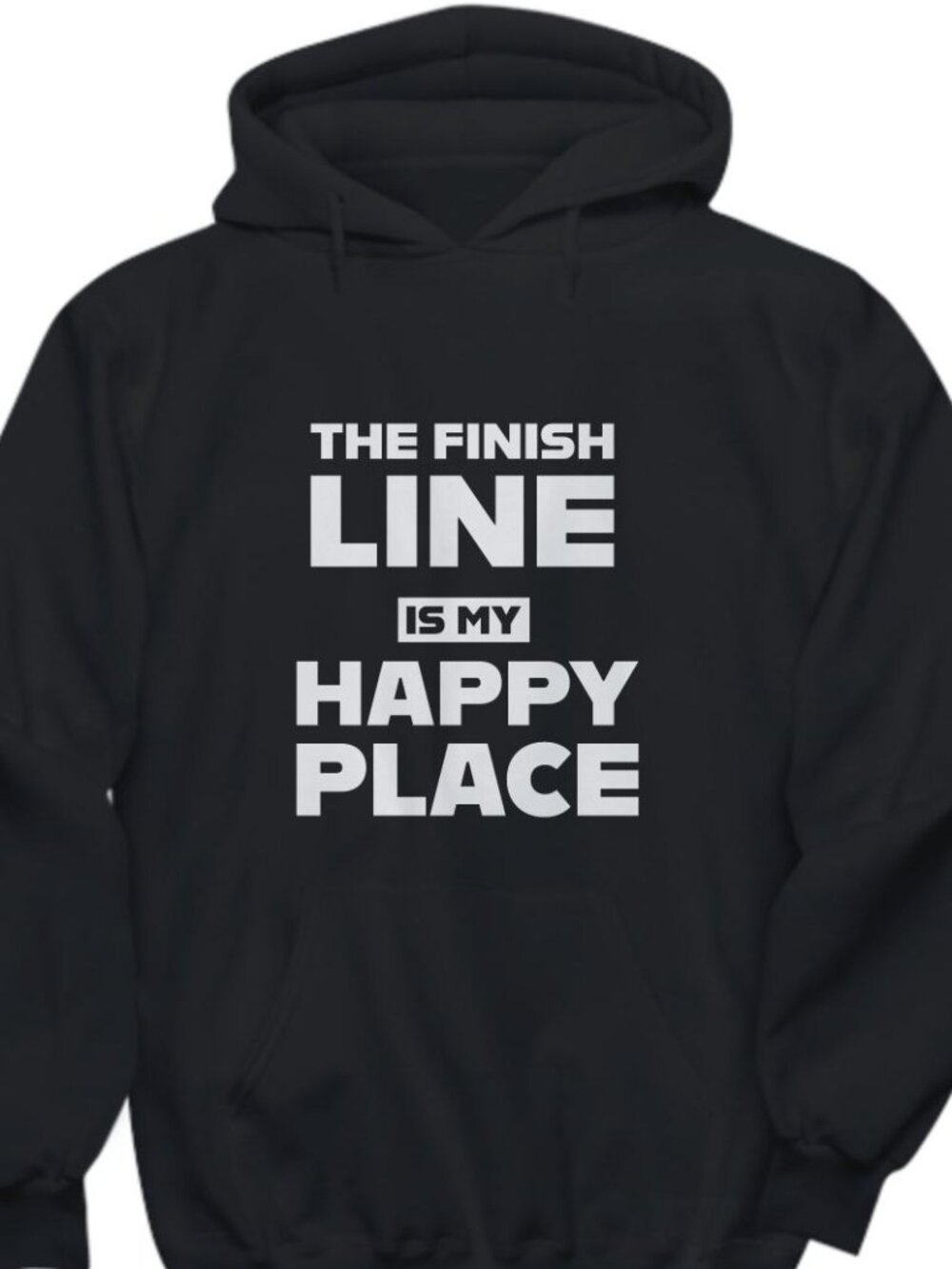New The Finish Line Is My Happy Place Black Hoodie Fleece Sweatshirt